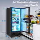 Tylza Commercial Refrigerator with Glass Door Display Beverage Fridge, 350L Upright Beverage Cooler Merchandiser with Rebound Door, Fast Cooling, Low Noise, Black by CozyNest Decor