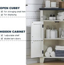 Corner Bathroom Cabinet, Farmhouse Small Corner Cabinet with Barn Door & Adjustable Shelf, Storage Cabinets for Bathroom, Kitchen, Living Room, Off White by CozyNest Decor