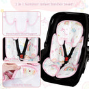 Summer Infant Car Seat Insert, 2 in 1 Baby Car Seat Head Body Support for Newborn Upgrade Mesh Baby Car Seat Insert Stroller Cushion for Boys Girls, Extra Soft and Breathable, Unicorn by TinyTreasures Baby Boutique