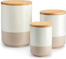 vancasso Sabine Ceramic Canister Set with Airtight Wood Lids - 3-Piece Kitchen Storage for Flour, Sugar, Coffee, Tea & Spices - Modern Countertop Decor by CozyNest Decor