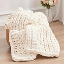 Chunky Knit Throw Blanket, 40''*50'' Knitted Throw Chenille Yarn for Bed Couch, Handmade Cream Crochet Big Thick Blanket, Machine Washable Cute Comfy Blanket for Home Decor by CozyNest Decor
