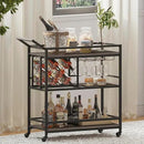 FATORRI Bar Cart for The Home with Wine Rack and Glasses Holder, Small Home Bar Serving Cart on Wheels for Liquor and Alcohol (Walnut Brown) by CozyNest Decor