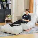 Bean Bag Chair with Ottoman, Comfy Bean Bag Sofa with Memory Foam, Lazy BeanBag Sofa with Footstool, Fireside Bean Bag Couch for Living Room, Bedroom, Apartment by TinyTreasures Baby Boutique