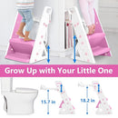 Easy Storage Potty Training Seat with Ladder, Adjustable Step and Toilet Seat Height, Easy-Grip Handles for Climbing, Foldable Portable Toddler Toilet Trainer, Perfect for Small Bathrooms by TinyTreasures Baby Boutique