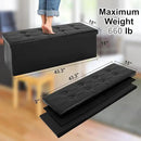 43 Inches Folding Storage Ottoman Bench, PU Leather Storage Chest, Footrest Padded Seat for Bedroom and Hallway, Holds up to 660 lbs, Black by CozyNest Decor