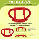 TonGass (4-Pack) Bottle Handles for Dr Brown Narrow Baby Bottles with Easy Grip Handles to Hold Their Own Bottle - BPA-Free Soft Silicone - Red Blue Pink and White by TinyTreasures Baby Boutique