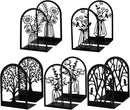 Faccito 5 Pairs Book Ends, Black Metal Bookends for Shelves Decorative, Non Skid Tree Stopper and Flower Shelf Holder for Heavy Books, Home Office School Supplies (Classic) by CozyNest Decor