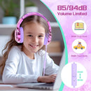 QearFun Kids Headphones Wired with Mic, 85/94dB Safe Volume Limit, Foldable Over Ear, Tangle-Free Cord & Sharing Port, Wired On-Ear Headset for School, Chromebook, Tablet, Travel - Boys & Girls by TinyTreasures Baby Boutique