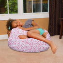 Posh Creations Bean Bag Chair for Kids, Teens, and Adults Includes Removable and Machine Washable Cover, Canvas Roses Pink, 27in - Medium by TinyTreasures Baby Boutique