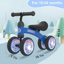 Baby Balance Bike Toys for 12-36 Months Kids Toy Boy and Girls Gifts Toddler Best First Birthday Gift Children Walker No Pedal Infant 4 Wheels Bicycle (Colorful, Blue-Light) by TinyTreasures Baby Boutique