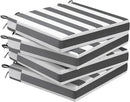AAAAAcessories Outdoor Seat Cushions for Chairs, Waterproof, Fade-Resistant Patio Furniture Replacement Cushions, 18.5" x 16" x 3", Set of 4, Gray Cabana Stripe by GreenHaven Gardens