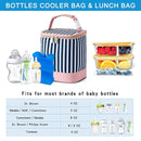 Breastmilk Cooler Bag with Ice Pack Fits 4 Baby Bottles Up to 9 Ounce, Baby Bottle Cooler Bag Suitable for Nursing Mom Daycare, Straps by TinyTreasures Baby Boutique