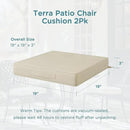 Codi Patio Chair Cushions 19x19 Inch, Waterproof Seat Cushion for Outdoor Furniture with Handles & Adjustable Straps, Fade Resistant - Set of 2, Beige by GreenHaven Gardens