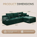 Hobestluk Modular Sectional Sofa Couches 108" L-Shape Couch 3 Seat Modular Sofa Memory Foam Sectional Couches for Living Room, Boneless Couch with Oversized Chaise (Green, Right Facing) by CozyNest Decor
