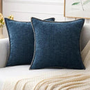 MIULEE Pack of 2 Couch Throw Pillow Covers 18x18 Inch Coastal Navy Blue Farmhouse Decorative Pillow Covers with Stitched Edge Soft Chenille Solid Dyed Spring Pillow Covers for Sofa Bed Living Room by CozyNest Decor