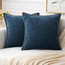 MIULEE Pack of 2 Couch Throw Pillow Covers 16x16 Inch Navy Blue Farmhouse Decorative Pillow Covers with Stitched Edge Soft Chenille Solid Dyed Spring Pillow Covers for Sofa Bed Living Room by CozyNest Decor