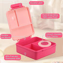 Bento Lunch Box for Kids with 8oz Soup Thermo&Lunch Bag, Leak-Proof Lunch Food Containers with 4 Compartment, Hot Food Insulated Food Jar for Kids School (Pink) by TinyTreasures Baby Boutique