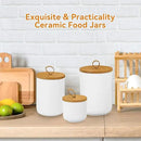 Canister Sets for Kitchen,Ceramic Kitchen Canisters for Countertop with Airtight Wood Lids for Serving Ground Coffee, Tea, Spice, Grains, Sugar, Salt (White Pack of 3 (8.7/27/44 Oz)) by CozyNest Decor