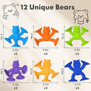 Cute Bear Suction Cup Toy Bath Toys for Kids Ages 4-8 No Hole Bathtub Sensory Toy Airplane Toys for Toddlers 1-3, Connect Build Create Baby Toys, 12 PCS by TinyTreasures Baby Boutique
