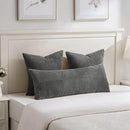 Fancy Homi 2 Packs Dark Gray Decorative Throw Pillow Covers 18x18 Inch for Living Room Couch Sofa, Rustic Farmhouse Boho Home Decor, Soft Corss Corduroy Patchwork Textured Square Cushion Case 45x45 cm by CozyNest Decor