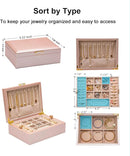 2-layer jewelry box，Jewelry Organizer with Handle，with hanging necklace hooks, detachable jewelry trays, suitable for storing a large amount of jewelry gift box (rose gold) by TinyTreasures Baby Boutique
