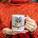 JINYO Coquette Leopard Bow Owl Mug, Cute Owl Coffee Cup, Gifts for Owls Lovers Women, Cute Wild Animal Ceramic Coffee Tea Mug 11 oz by CozyNest Decor