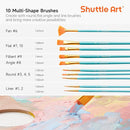 Shuttle Art 40 Pack Pastel Acrylic Paint Set, 30 Colors, 60ml/2oz Bottles, High Viscosity, Water-proof With 10 Paint Brushes for Painting &Crafting on Canvas, Rock, Ceramic, Fabric, Clay by TinyTreasures Baby Boutique