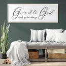 Give It To God And Go To Sleep Sign Wall Decor 40x15 Inch Large Farmhouse Master Bedroom Above Bed Hanging Wall Art Rustic Guest Room Wood Framed Over Bed Wall Decoration (White) by CozyNest Decor