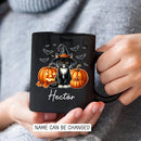 Custom Tuxedo Halloween Coffee Mugs with Name, Personalized Tuxedo with Pumpkins Ceramic Cups, Cat Wearing Witch Hat Black Mug, Cat Halloween Cup 11oz 15oz, Gift for Men Women Pet Lover by TinyTreasures Baby Boutique