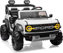 Licensed Ford Bronco Raptor 24V 2 Seater Kids Ride on Toys, Battery Powered Electric Ride on Car, Remote Control Electric Car w/Led Lights, Music, High Low Speed (24V, White) by TinyTreasures Baby Boutique