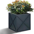 BAYN Metal Square Planter Box Tall Planters for Outdoor Plants Modern Heavy Duty with Drainage Holes for Outside Indoor Patio Deck - Grey, 17”x 17”x 18” by GreenHaven Gardens