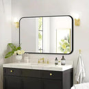 Fabuday Big Black Bathroom Mirror for Over Sink Wall - 26x38 Rounded Rectangle Mirror with Matte Metal Frame, Large Rectangular Vanity Mirrors for Bedroom, Entryway, Horizontally/Vertically by CozyNest Decor