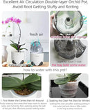 4 inch Orchid Pot with Holes for Repotting, Double Layer Plastic Imitate Ceramic Planter, Clear Orchid Pot Match Decorative Container by GreenHaven Gardens