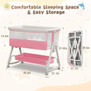 Baby Bassinet Bedside Sleeper for Baby,Bedside Bassinet with Wheels and Storage Basket, 6 Height Adjustable Bedside Crib(Upgrade Pink) by CozyNest Decor