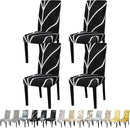 JQinHome Black Chair Covers for Dining Room Set of 4, High Stretch Removable Washable Parsons Chair Slipcover for Home Party Hotel Wedding Ceremony (4PCS, Geometric) by CozyNest Decor
