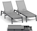 Aluminum Chaise Lounge Chair Outdoor, Foldable Patio Lounge Chair 2 Sets Assemble-Free, Pool Lounge Chairs with 5 Adjustable Backrest, Outdoor Lounge Chairs for Outside Poolside Beach Lawn Grey by GreenHaven Gardens