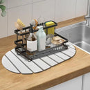 Large Stone Dish Drying Mats for Kitchen Counter, Quick Dry Absorbent Collapsible Dish Drying Mat,Diatomaceous Earth Mats for Dishes Bottles Cups,Match Any Countertop, Elliptical 24 * 16inch by CozyNest Decor