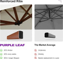 PURPLE LEAF 9' X 12' Double Top Deluxe Wood Pattern Rectangle Patio Umbrella Offset Hanging Umbrella Outdoor Market Umbrella Garden Umbrella, Cream by GreenHaven Gardens