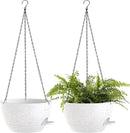 12 Inch Hanging Baskets 2 PC with Chains, Self-Watering Hanging Planters for Indoor Outdoor Plants, Plastic Hanging Flower Pots,Speckled White by CozyNest Decor