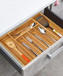 Utoplike Bamboo Cutlery Tray Silverware, Drawer Dividers for Kitchen Utensils, Flatware Tray Drawer Insert for knives, Gadgets and Garage Tools, Office Supplies by CozyNest Decor