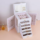 Kendal Jewelry Box, 6-Layer Jewelry Storage Organizer for Necklace Bracelet Rings Watch, 10.2"x8.2"x6" Classic PU Leather 5 Drawers Large Storage Capacity with Mirror by TinyTreasures Baby Boutique