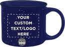 DISCOUNT PROMOS Custom Ceramic Campfire Coffee Mugs 13 oz. Set of 100, Personalized Bulk Pack - Perfect for Tea, Espresso, Cappuccino, Hot Cocoa - Blue by TinyTreasures Baby Boutique