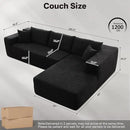 104" Cloud Sectional Couches for Living Room,L Shaped Boneless Couch in A Box,Sleeper Sofa with Comfy Chaise No Assembly Required,Black by CozyNest Decor