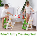 Potty Training Seat: 2 in 1 Design Potty Seat for Toilet & Nursery Step Stool for Sink Potty Training Toilet with Height Adjustable Ladder for Kids of All Ages (YGreen) by TinyTreasures Baby Boutique