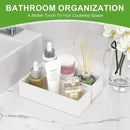 Utensil Organizer Silverware Drawer Organizer - Set of 2, Stackable Kitchen Organization, Bamboo Storage Box Tray for Kitchen Gadgets Bathroom Countertop (White) by CozyNest Decor