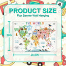 World Map Banner Playroom Decor Wall Hanging, Playroom Wall Decor Educational Banner Flag, Cute Cartoon Animal Wall Flag Nursery Bedroom Toddler Room Decor Classroom Decorations, Banner for Room by TinyTreasures Baby Boutique