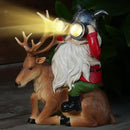 Garden Gnome Statues Resin Gnome Sitting On Deer Statues Solar Lights Outdoor Telescope Gnome Gifts for Yard, Patio Decor Gift (Deer Gnome) by CozyNest Decor