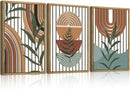 Large Boho Mid Century Wood Wall Art Set,Modern Geometric Leaves Artwork Bohemian Wall Sculptures,Abstract Minimalist Wooden Wall Decor for Living Room Bedroom Office-16 x24 x3 by CozyNest Decor