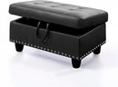 Ottoman Rectangular Storage Ottoman Bench, Faux Leather Footrest, Coffee Table, Stool Footstool with Hinged Lid for Living Room, Bedroom, Entryway, Black, 28.5"x19"x17.5" by CozyNest Decor