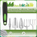Garden Tool Set, 11 Piece Stainless Steel Heavy Duty Gardening Supplies with Green Black Handle Outdoor Weeding Gifts for Women